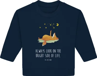 Produktbild von Mr. & Mrs. Panda Organic Baby Pullover Fuchs Sterne 12. - 18. Monat - French Navy - Geschenk, Bullover, Hoffnung, Optimistisch, Füchse, Positiv, Mond