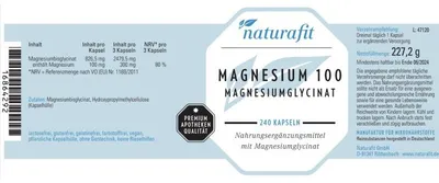 Image de naturafit Magnésium 100 mg Glycinate de magnésium, 240 gélules