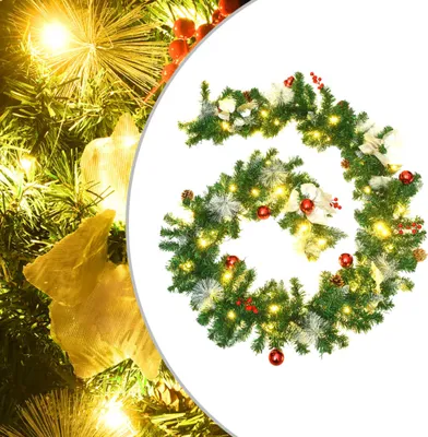 Zdjęcie produktu dla Świąteczna girlanda z lampkami LED, zielona, 2,7 m, PVC