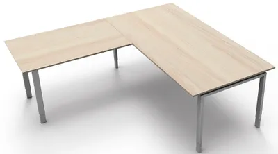 Produktbild von Kerkmann Schreibtisch Besprechungstisch 4170 Form 5 200x100x68-82 cm Vierfuß-Gestell höhenverstellbar mit Anbautisch Ahorn