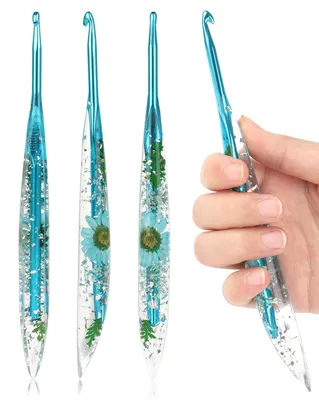 Productafbeelding van Ergonomische haaknaald - Met zachte grip en bloemenmotief - Voor handwerk - 5,0 mm