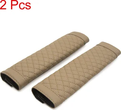 Image de 2Pcs Beige Simili Cuir Ceinture sécurité Épaulières Couverture Couvre pour Auto Voiture