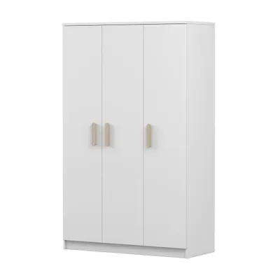 Produktbild von Kinder-Kleiderschrank JONAS 120 cm – Weiß/Weiß mit sonoma Griffe, mit Kleiderstange & Einlegeböden