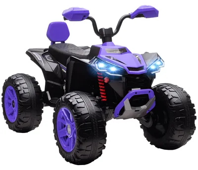 Image de Quad électrique pour enfants, 24V, avec lecteur MP3 et éclairage | Couleur : Lilas, Noir | Dimensions : 68,5 x 109 x 76 cm
