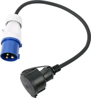 Produktbild von CEE Neopren Adapter Schuko auf CEE 200-250V, 16A, 3pol., 40 cm, VDE für Camping