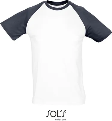 Immagine prodotto di SOLs 11190 | Maglietta Raglan Funky 150 Uomo - Colore: Bianco/Navy - Taglia: 3XL