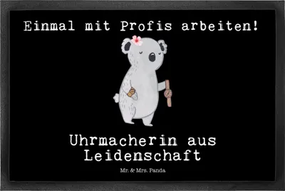 Produktbild von Mr. & Mrs. Panda fußmatte Uhrmacherin Leidenschaft 50 x 75 cm - Schwarz - Geschenk, Schmutzfangmatte, Fußabstreifer, Gummimatte, Fußabtreter, Schmutzmatte
