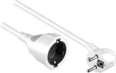 Productafbeelding van Verlengsnoer met geaarde stekker en wandcontactdoos - 2 meter - Wit