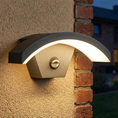 Wandleuchte mit Bewegungsmelder, Aluminium, 3000K, 360LM, IP54