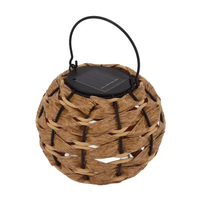 Produktbild von Latarnia solarna, rattanowa lampa wisząca, solarna lampa wisząca, zewnętrzna latarnia rattanowa, rattanowa latarnia kulowa, rattanowe solarne lampy wiszące