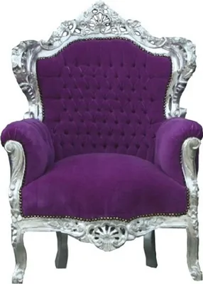 Produktbild von Casa Padrino Barock Sessel "King" Lila/Silber