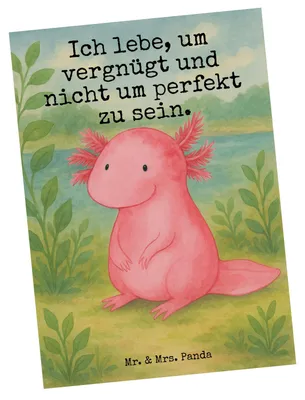 Produktbild von Mr. & Mrs. Panda Postkarte Axolotl Niedlich Design - Weiß - Geschenk, Freundin, Ansichtskarten, Fröhlich, Postkarten, bildkarte, Lebensweisheit, einzelkarte, Liebe