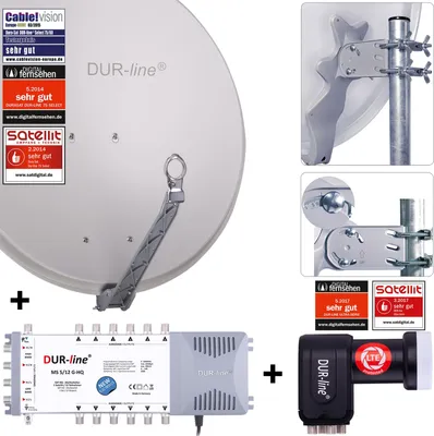 Produktbild von DUR-line Select 75/80cm Komplettanlage hellgrau 1xSAT/12TN