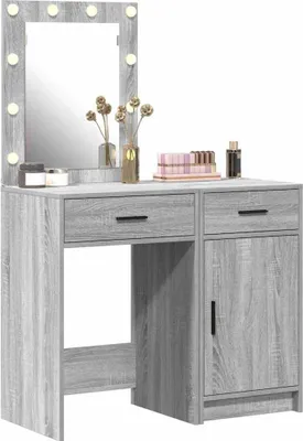 Immagine prodotto di vidaXL Comò da trucco, 2 pezzi, grigio, 50 x 41 x 135 cm, materiale composito di legno
