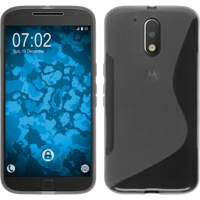 Produktbild von PhoneNatic Case kompatibel mit Motorola Moto G4 Plus - grau Silikon Hülle S-Style + 2 Schutzfolien