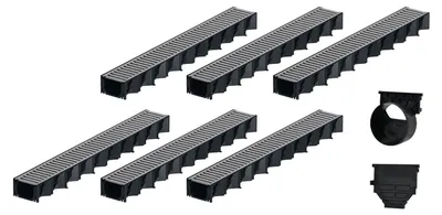 Zdjęcie produktu dla 6 x 1 metr, rynna odpływowa ACO Hexaline 2.0, stal ocynkowana, odpływ poziomy, rynna podłogowa, rynna tarasowa