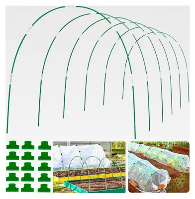 Produktbild von Folientunnel für Hochbeete, 36 Pflanztunnel Bögen mit 24 Clips und Fiberglasstangen