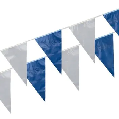Produktbild von Papstar Wimpelkette, blau/weiß Folie 10 m wetterfest, 5 Stück