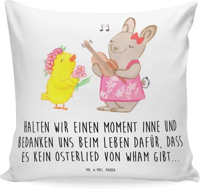 Produktbild von Mr. & Mrs. Panda Sofakissen Ostern Frühlingsgefühle - Weiß - Geschenk, Ostergeschenke, Kopfkissen 40x40, Dekokissen Sofa, Zierkissen, kuschelkissen, Ostergrüße, Hase