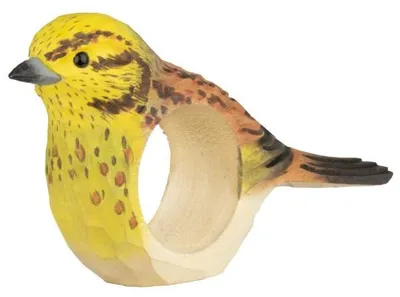 Zdjęcie produktu dla Serwetnik "Wildlife Garden WG4573 Serviettenring Goldammer" - Ręcznie rzeźbiony serwetnik drewniany, idealny do dekoracji stołu