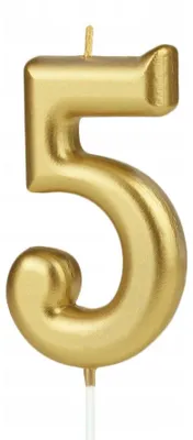 Produktbild von PartyPal Gold Geburtstagskerze Zahl 5 1 Stück