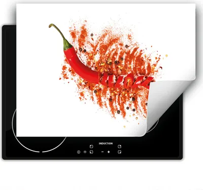 Produktbild von DarHaus Herdabdeckplatte 80x52 cm Anti Rutsch Matte Aufrollbar, Rot - Chilli
