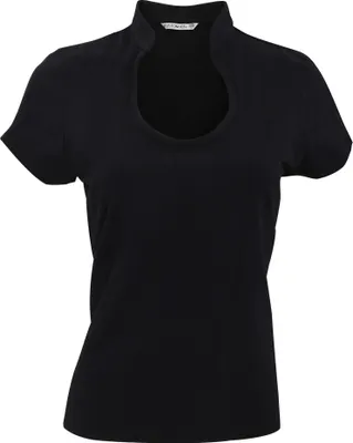 Produktbild von Kustom Kit Damen T-Shirt / Oberteil mit Schlüsselloch-Ausschnitt, Kurzarm RW3178 (42/44) (Schwarz)