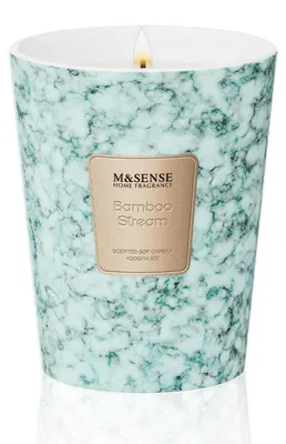 Image de Bougie parfumée en verre, senteur bambou, poids 400g, durée de combustion 75 heures, 2 mèches, cire de soja