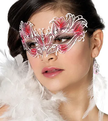 Produktbild von Venezianische Maske Metall Schmetterling rot weiß Größe: ohne Attribut