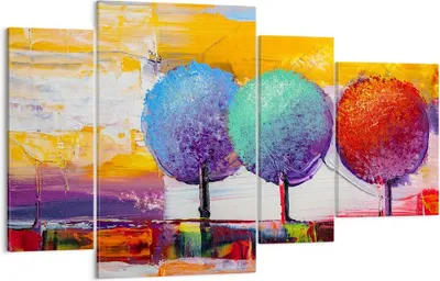 Produktbild von Bild auf Leinwand - Leinwandbild - Bäume Wiese Sommer - 120x70cm - Wand Bild - Wanddeko - Leinwanddruck - Bilder - Kunstdruck - Wanddekoration - Leinwand bilder - Wandkunst - DL120x70-4110
