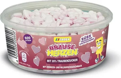 Zdjęcie produktu dla Serduszka sorbetowe Sadex o smaku dzikiej wiśni z dekstrozą 1000g