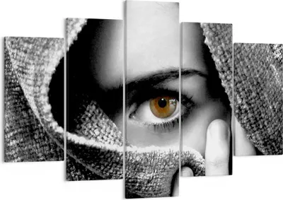 Produktbild von Bild auf Leinwand - Leinwandbild - Frau Gesicht Schal Geheimnis - 150x100cm - Wand Bild - Wanddeko - Leinwanddruck - Bilder - Kunstdruck - Wanddekoration - Leinwand bilder - Wandkunst - EA150x100-0378