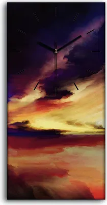 Produktbild von Wanduhr Uhr Wandbild Leinwand Geräuschlos 30x60 Virtuelle abstrakte Landschaft - schwarze Hände