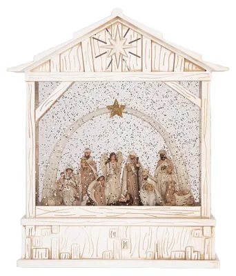 Produktbild von Clayre & Eef Weihnachtsdekoration mit LED-Beleuchtung und Musik 22x7x25 cm / 3xAA Weiß Kunststoff