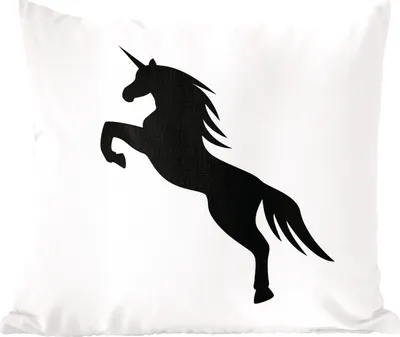 Produktbild von MuchoWow® Zierkissen Sofakissen Wohnzimmer Dekokissen 50x50 cm Eine Illustration eines tänzelnden Einhorns - Kinder - Mädchen - Mädchen - Komfort - Sofakissen