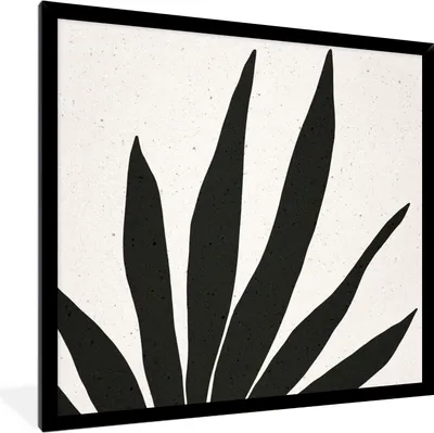Produktbild von MuchoWow® Gerahmtes Poster Blatt - Pflanze - Minimalismus 40x40 cm - Poster mit Schwarzem Bilderrahmen Wandposter Rahmen Foto Bilder - Mit Rahmen - Wanddekoration Schlafzimmer
