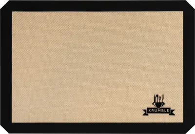 Produktbild von Krumble Silikon Backmatte - Antihaft - 42x30cm - Beige & Braun - Ofenmatte - Patisserie Matte - Rutschfest - Hygienisch & Waschbar - Hitzebeständig - Schwarz