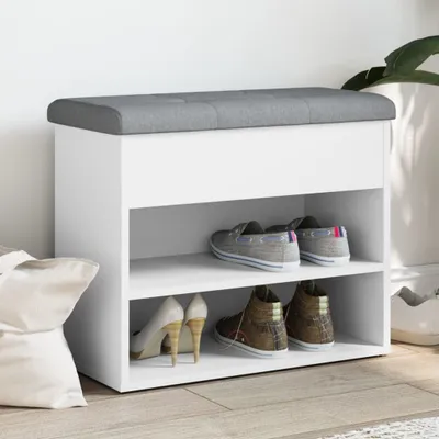 Produktbild von CLORIS Schuhbank Sitzbank Weiß 62x32x50 cm Holzwerkstoff, 13,8 kg