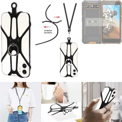 Produktbild von K-S-Trade 3in1 Handykette Handyband Handykordel Halsband Smartphone-Ring Handy-Ring kompatibel mit Phonemax R4 mini Fingerhalterung Handyring