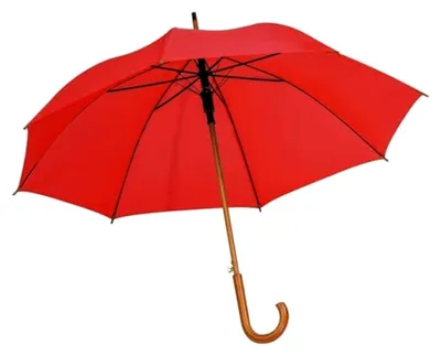Produktbild von Automatischer Regenschirm mit Holzgriff / Farbe: rot