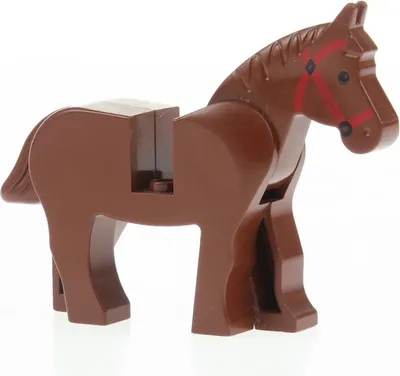 Produktbild von 1x Lego Tier Pferd City rot braun Zaumzeug rot Augen schwarz Ritter 4493c01pb03