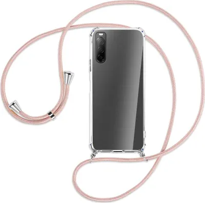 Produktbild von Handykette Backcover-Schutzhülle mit Band (Metall silberfarben) für Sony Xperia 10 II - roségold