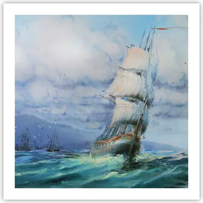 Produktbild von Poster - Poster ohne Rahmen - Meer Segelschiff - 60x60 cm - Wand Bild - Wanddeko - Wandbilder - Kunstposter - Wandposter - Bilder - Kunstdruck - Wanddekoration - Wandbild - P2XAC60x60-3782