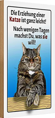 Produktbild von Holzschild Spruch 20x30cm die Erziehung einer Katze leicht