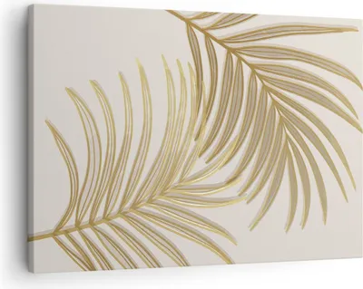 Produktbild von Bild auf Leinwand - Leinwandbild - Einteilig - Golden Blätter Palmen - 70x50cm - Wand Bild - Wanddeko - Wandbilder - Leinwanddruck - Bilder - Wanddekoration - Leinwand bilder - Wandbild - AA70x50-4738