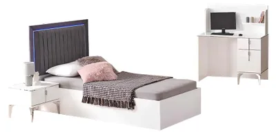 Produktbild von Schlafzimmer Jugendzimmer Set Kinderzimmer Bett Nachttisch Schreibtisch 3tlg