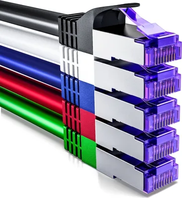 Produktbild von deleyCON 5x 1m CAT7 Netzwerkkabel - 10 Gigabit - RJ45 Patchkabel Ethernet Kabel (Kupfer, SFTP PiMF Schirmung) - LAN DSL Switch Modem Router Patchpanel CAT7 CAT6 CAT5 - Bunt