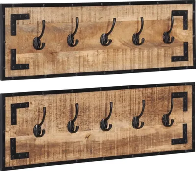 Produktbild von Garderoben 2 Stk. 80x8x25 cm Raues Massivholz Mango