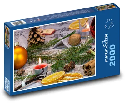 Obrázek produktu pro Puzzle 2000 Vánoční svíčka s dekoracemi - martinpuzzle