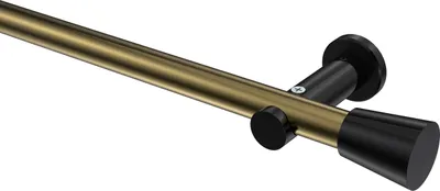 Produktbild von Interdeco Gardinenstange / Vorhangstange Messing Antik / Schwarz, Typ Platon Sitra (Konus) ohne Ringe, 20 mm Ø 1-läufig, 140 cm